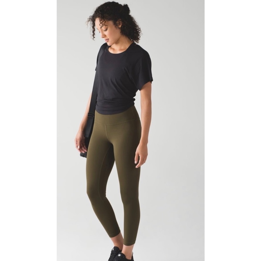 Lululemon High Waisted Align Olive Leggings (7/8)